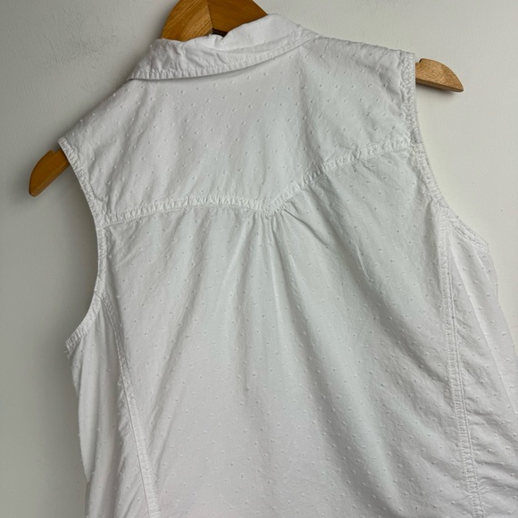 Levi’s Womens Pearl Snap Button Down Top Large Western White Swiss Dot Cotton - Picture 12 of 16